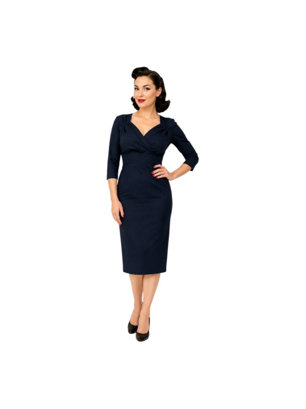 Rock Steady Black Surplice Wiggle Dress Size Small NWT Retro Pinup Made in USA